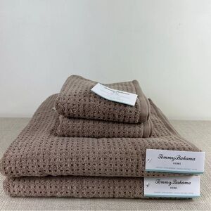 Tommy Bahama Bath Towel Set Northern Pacific II Brown Textured 4 Piece Set NEW